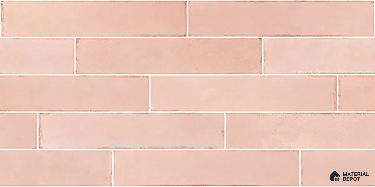 Faux Subway Wall Tile TL 06563 R Tribeca Pink 2 ft x 1 ft Ceramic Glossy Finish - 8 mm | Suitable for Kitchen, Bathroom & Balcony Walls | Please Expect a Slight Variation of Pattern (Sample)