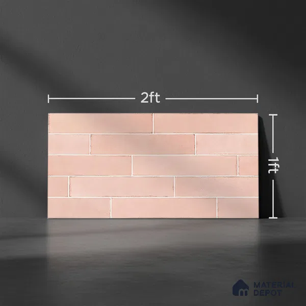 Faux Subway Wall Tile TL 06563 R Tribeca Pink 2 ft x 1 ft Ceramic Glossy Finish - 8 mm | Suitable for Kitchen, Bathroom & Balcony Walls | Please Expect a Slight Variation of Pattern (Sample)