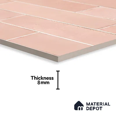 Faux Subway Wall Tile TL 06563 R Tribeca Pink 2 ft x 1 ft Ceramic Glossy Finish - 8 mm | Suitable for Kitchen, Bathroom & Balcony Walls | Please Expect a Slight Variation of Pattern (Sample)