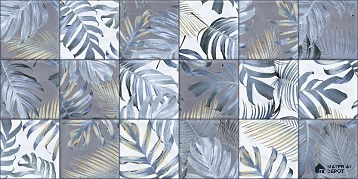 Floral Wall Tile TL 06553 C Dove Marine HL02 2 ft x 1 ft Ceramic Glossy Finish - 8 mm | Suitable for Living Room, Kitchen & Bathroom | Please Expect a Slight Variation of Pattern