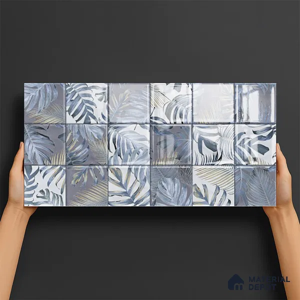 Floral Wall Tile TL 06553 C Dove Marine HL02 2 ft x 1 ft Ceramic Glossy Finish - 8 mm | Suitable for Living Room, Kitchen & Bathroom | Please Expect a Slight Variation of Pattern
