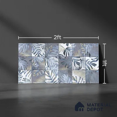Floral Wall Tile TL 06553 C Dove Marine HL02 2 ft x 1 ft Ceramic Glossy Finish - 8 mm | Suitable for Living Room, Kitchen & Bathroom | Please Expect a Slight Variation of Pattern