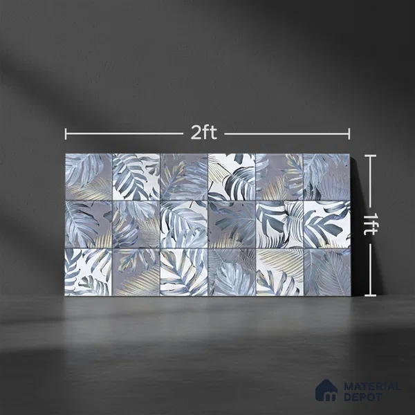 Floral Wall Tile TL 06553 C Dove Marine HL02 2 ft x 1 ft Ceramic Glossy Finish - 8 mm | Suitable for Living Room, Kitchen & Bathroom | Please Expect a Slight Variation of Pattern