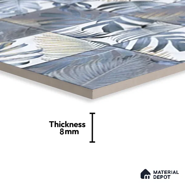 Floral Wall Tile TL 06553 C Dove Marine HL02 2 ft x 1 ft Ceramic Glossy Finish - 8 mm | Suitable for Living Room, Kitchen & Bathroom | Please Expect a Slight Variation of Pattern