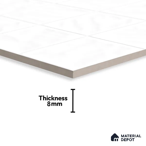 Plain Wall Tile TL 06553 D Dove Super White 2 ft x 1 ft Ceramic Glossy Finish - 8 mm | Suitable for Living Room, Kitchen & Bathroom