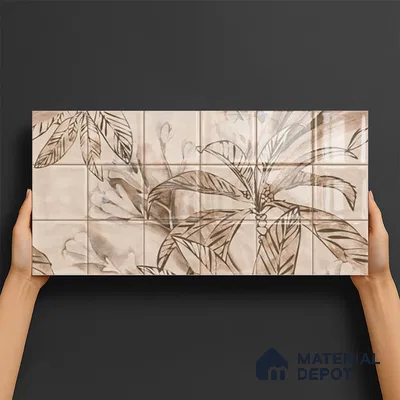 Floral Wall Tile TL 06553 E Dove Brown HL02- A 2 ft x 1 ft Ceramic Glossy Finish - 8 mm | Suitable for Living Room, Kitchen & Bathroom | Please Expect a Slight Variation of Pattern