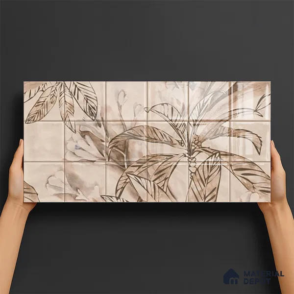 Floral Wall Tile TL 06553 E Dove Brown HL02- A 2 ft x 1 ft Ceramic Glossy Finish - 8 mm | Suitable for Living Room, Kitchen & Bathroom | Please Expect a Slight Variation of Pattern