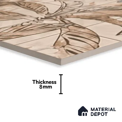 Floral Wall Tile TL 06553 E Dove Brown HL02- A 2 ft x 1 ft Ceramic Glossy Finish - 8 mm | Suitable for Living Room, Kitchen & Bathroom | Please Expect a Slight Variation of Pattern
