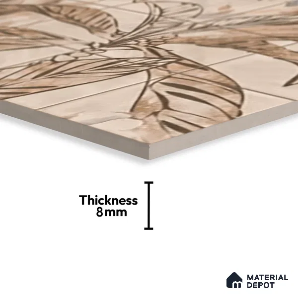 Floral Wall Tile TL 06553 E Dove Brown HL02- A 2 ft x 1 ft Ceramic Glossy Finish - 8 mm | Suitable for Living Room, Kitchen & Bathroom | Please Expect a Slight Variation of Pattern