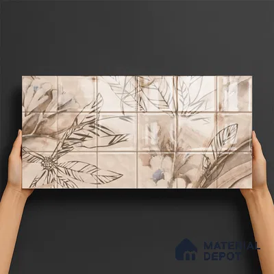 Floral Wall Tile TL 06553 H Dove Brown HL02- B 2 ft x 1 ft Ceramic Glossy Finish - 8 mm | Suitable for Living Room, Kitchen & Bathroom | Please Expect a Slight Variation of Pattern