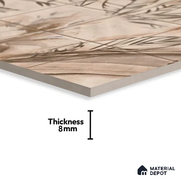 Floral Wall Tile TL 06553 H Dove Brown HL02- B 2 ft x 1 ft Ceramic Glossy Finish - 8 mm | Suitable for Living Room, Kitchen & Bathroom | Please Expect a Slight Variation of Pattern