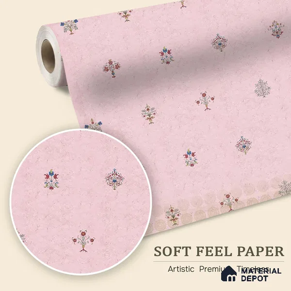 700821 - Pink Indian Motif Wallpaper for Bedrooms Indrani Series Soft Feel Patterned Design (Customised Size Wallpaper )