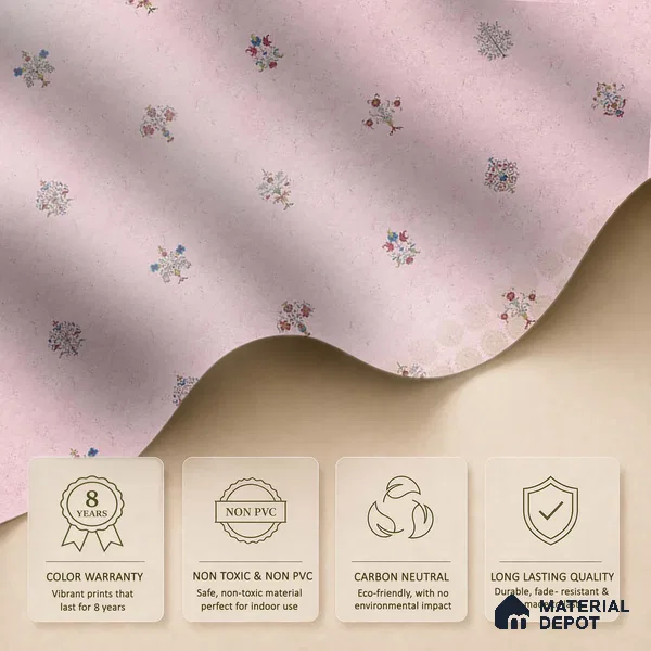 700821 - Pink Indian Motif Wallpaper for Bedrooms Indrani Series Soft Feel Patterned Design (Customised Size Wallpaper )