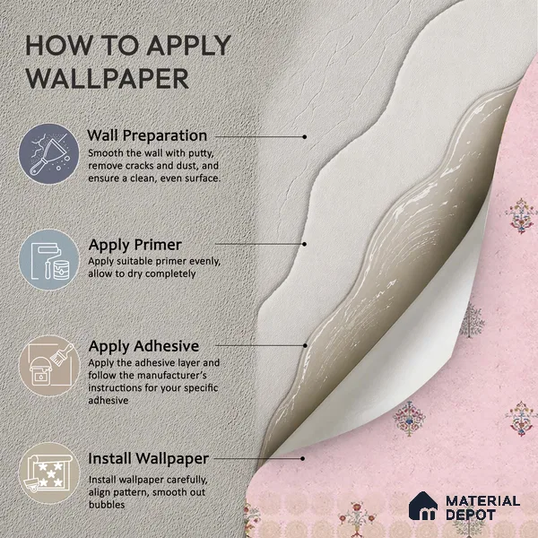 700821 - Pink Indian Motif Wallpaper for Bedrooms Indrani Series Soft Feel Patterned Design (Customised Size Wallpaper )