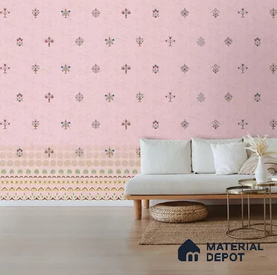 700821 - Pink Indian Motif Wallpaper for Bedrooms Indrani Series Soft Feel Patterned Design (Customised Size Wallpaper )