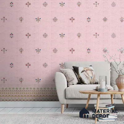 700821 - Pink Indian Motif Wallpaper for Bedrooms Indrani Series Soft Feel Patterned Design (Customised Size Wallpaper )
