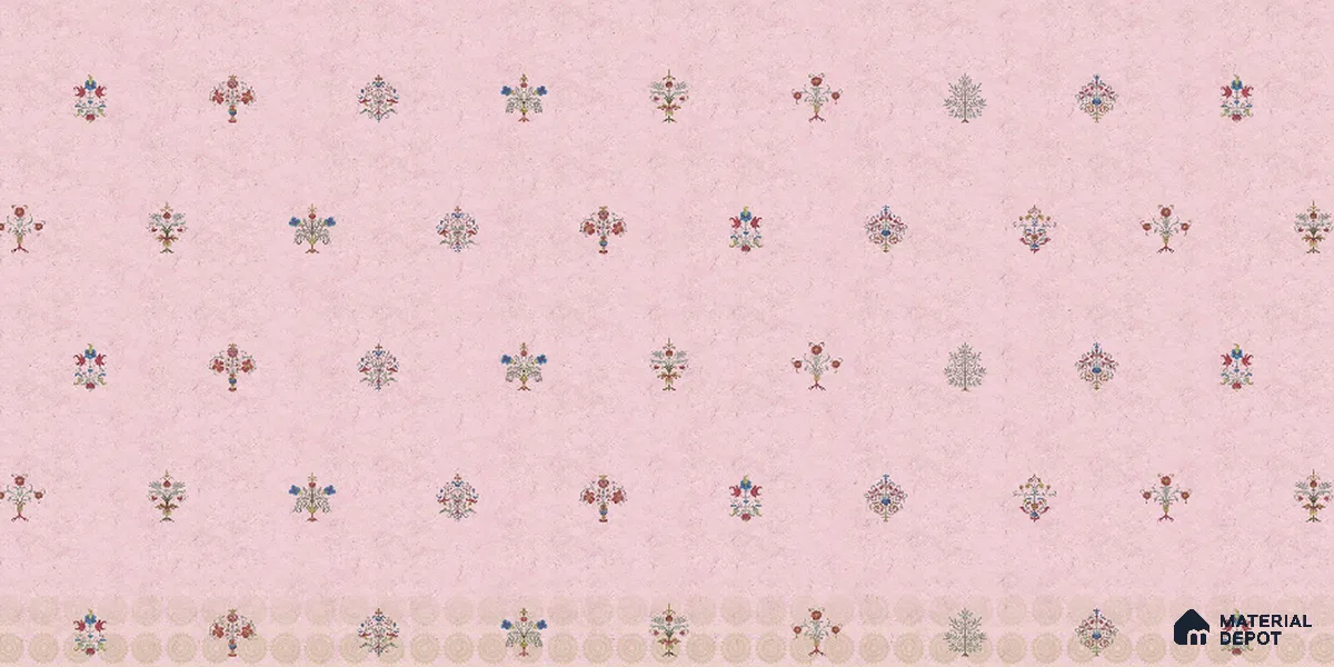700821 - Pink Indian Motif Wallpaper for Bedrooms Indrani Series Soft Feel Patterned Design (Customised Size Wallpaper )