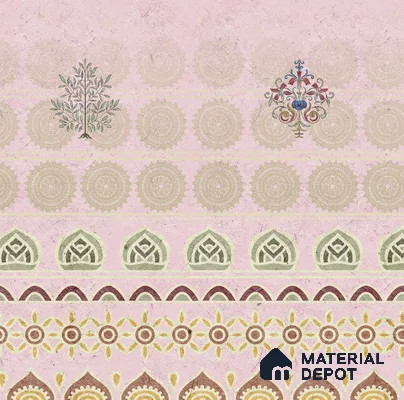 700821 - Pink Indian Motif Wallpaper for Bedrooms Indrani Series Soft Feel Patterned Design (Customised Size Wallpaper )