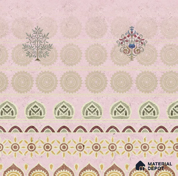 700821 - Pink Indian Motif Wallpaper for Bedrooms Indrani Series Soft Feel Patterned Design (Customised Size Wallpaper )