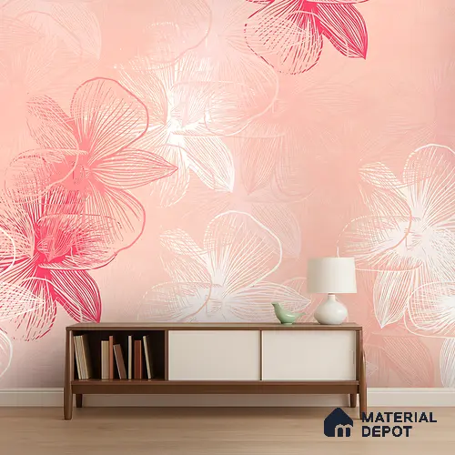Blossom Mist Pastel Floral Watercolor Blend | WP 04132 Canvas Texture Finish Florals Style luxurious Customized size Wallpaper | 250 GSM WP01CNF Paper | (MOQ = 30 Sq. Ft.)