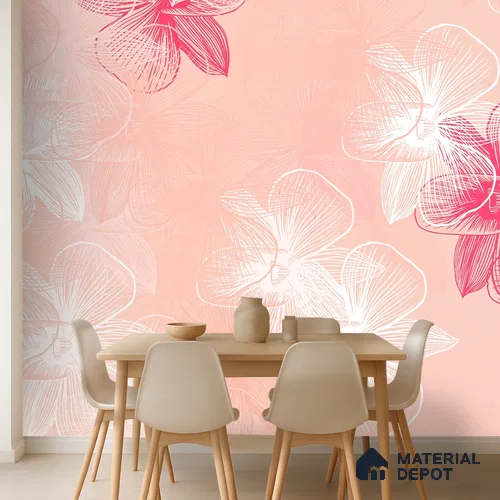 Blossom Mist Pastel Floral Watercolor Blend | WP 04132 Canvas Texture Finish Florals Style luxurious Customized size Wallpaper | 250 GSM WP01CNF Paper | (MOQ = 30 Sq. Ft.)