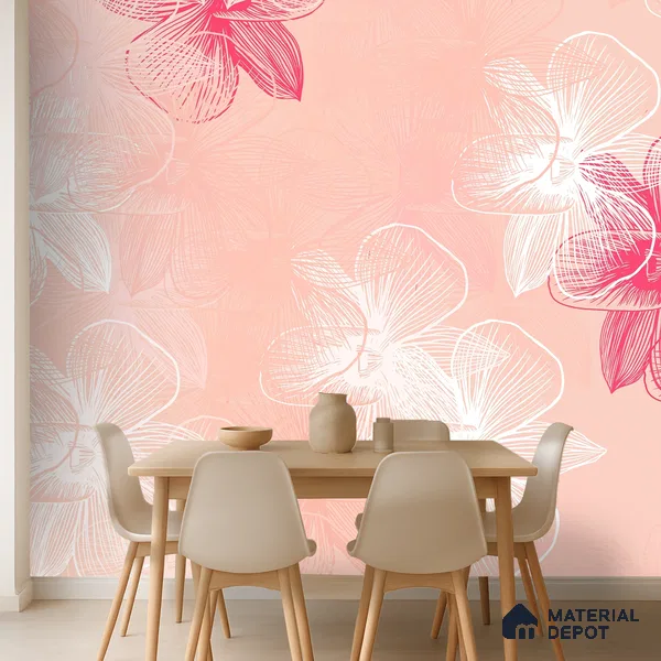Blossom Mist Pastel Floral Watercolor Blend | WP 04132 Canvas Texture Finish Florals Style luxurious Customized size Wallpaper | 250 GSM WP01CNF Paper | (MOQ = 30 Sq. Ft.)