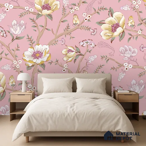 Blossoms in Soft Hush Tropical Orchid Cluster Design | WP 04117 Canvas Texture Finish Florals Style luxurious Customized size Wallpaper | 250 GSM WP01CNF Paper | (MOQ = 30 Sq. Ft.)