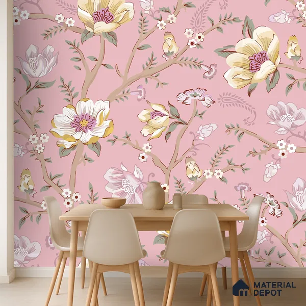Blossoms in Soft Hush Tropical Orchid Cluster Design | WP 04117 B Non Woven Matte Finish Florals Style Premium Customized size Wallpaper | 150 GSM WP01MTF Paper | (MOQ = 30 Sq. Ft.)