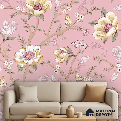 Blossoms in Soft Hush Tropical Orchid Cluster Design | WP 04117 B Non Woven Matte Finish Florals Style Premium Customized size Wallpaper | 150 GSM WP01MTF Paper | (MOQ = 30 Sq. Ft.)