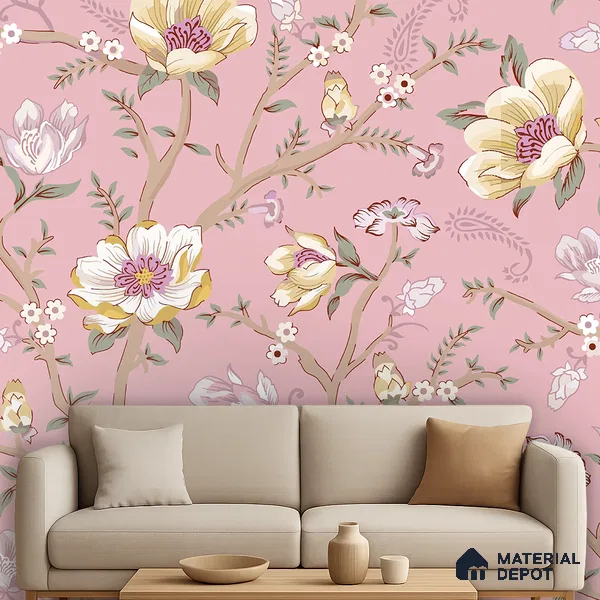 Blossoms in Soft Hush Tropical Orchid Cluster Design | WP 04117 B Non Woven Matte Finish Florals Style Premium Customized size Wallpaper | 150 GSM WP01MTF Paper | (MOQ = 30 Sq. Ft.)
