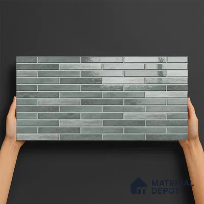 Stacked Stone Wall Tile TL 06562 B Bangkok Emerald 2 ft x 1 ft Ceramic Glossy Finish - 8 mm | Suitable for Living Room, Kitchen & Bathroom (Sample)