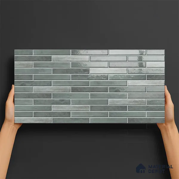 Stacked Stone Wall Tile TL 06562 B Bangkok Emerald 2 ft x 1 ft Ceramic Glossy Finish - 8 mm | Suitable for Living Room, Kitchen & Bathroom (Sample)
