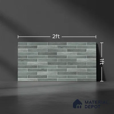 Stacked Stone Wall Tile TL 06562 B Bangkok Emerald 2 ft x 1 ft Ceramic Glossy Finish - 8 mm | Suitable for Living Room, Kitchen & Bathroom (Sample)