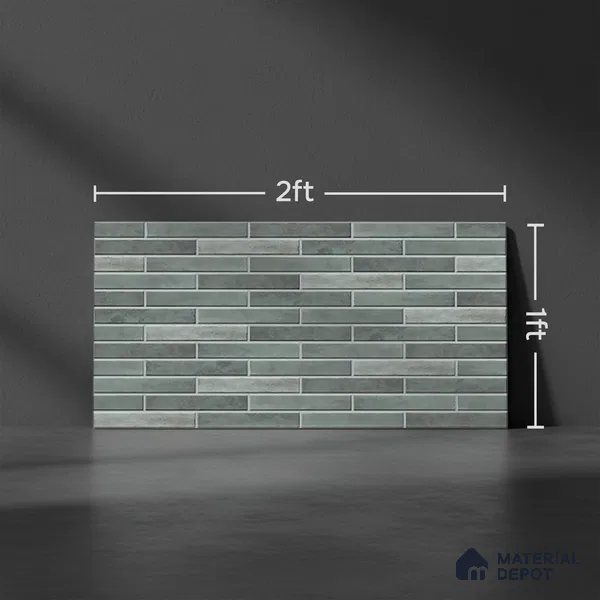 Stacked Stone Wall Tile TL 06562 B Bangkok Emerald 2 ft x 1 ft Ceramic Glossy Finish - 8 mm | Suitable for Living Room, Kitchen & Bathroom (Sample)
