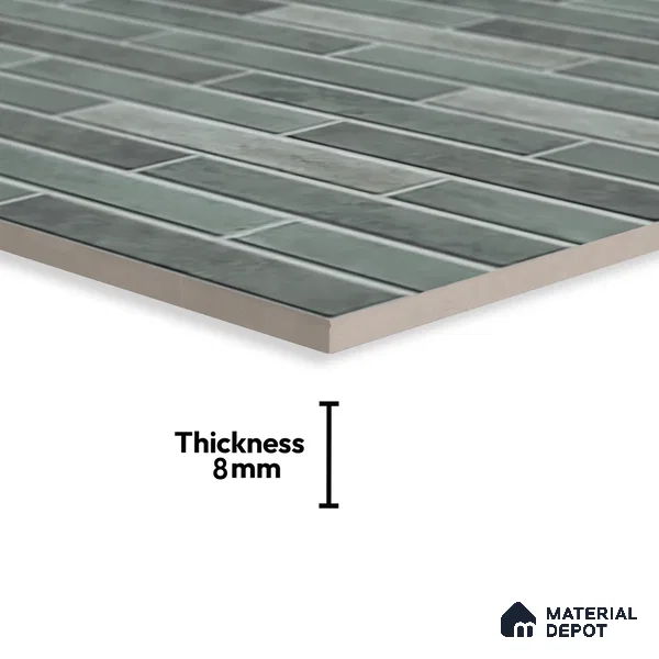 Stacked Stone Wall Tile TL 06562 B Bangkok Emerald 2 ft x 1 ft Ceramic Glossy Finish - 8 mm | Suitable for Living Room, Kitchen & Bathroom (Sample)