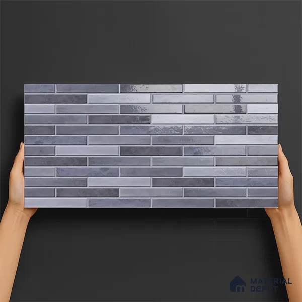 Stacked Stone Wall Tile TL 06562 C Bangkok Marine 2 ft x 1 ft Ceramic Glossy Finish - 8 mm | Suitable for Living Room, Kitchen & Bathroom (Sample)