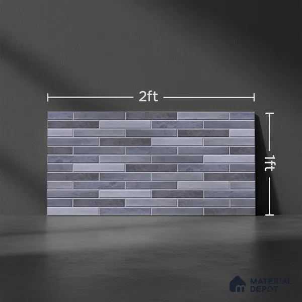 Stacked Stone Wall Tile TL 06562 C Bangkok Marine 2 ft x 1 ft Ceramic Glossy Finish - 8 mm | Suitable for Living Room, Kitchen & Bathroom (Sample)