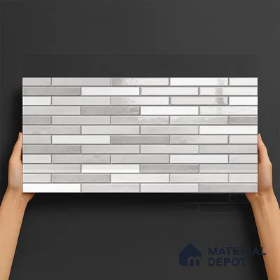 Stacked Stone Wall Tile TL 06562 D Bangkok Pearl 2 ft x 1 ft Ceramic Glossy Finish - 8 mm | Suitable for Living Room, Kitchen & Bathroom (Sample)