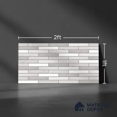 Stacked Stone Wall Tile TL 06562 D Bangkok Pearl 2 ft x 1 ft Ceramic Glossy Finish - 8 mm | Suitable for Living Room, Kitchen & Bathroom (Sample)