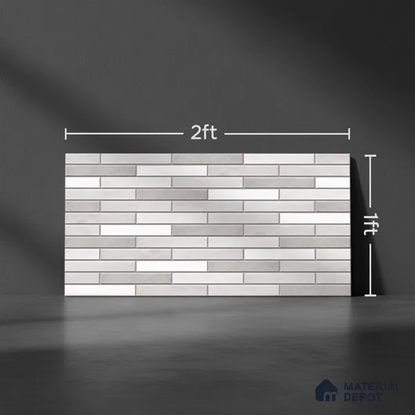 Stacked Stone Wall Tile TL 06562 D Bangkok Pearl 2 ft x 1 ft Ceramic Glossy Finish - 8 mm | Suitable for Living Room, Kitchen & Bathroom (Sample)