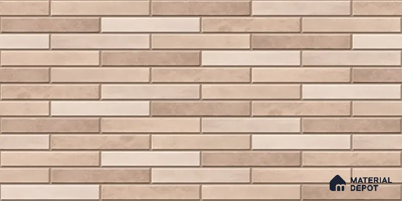 Stacked Stone Wall Tile TL 06562 E Bangkok Brown 2 ft x 1 ft Ceramic Glossy Finish - 8 mm | Suitable for Living Room, Kitchen & Bathroom