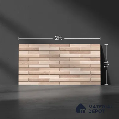 Stacked Stone Wall Tile TL 06562 E Bangkok Brown 2 ft x 1 ft Ceramic Glossy Finish - 8 mm | Suitable for Living Room, Kitchen & Bathroom