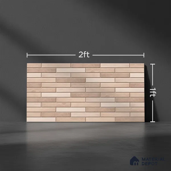 Stacked Stone Wall Tile TL 06562 E Bangkok Brown 2 ft x 1 ft Ceramic Glossy Finish - 8 mm | Suitable for Living Room, Kitchen & Bathroom