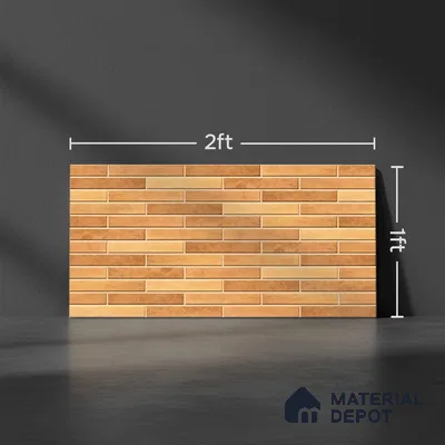 Stacked Stone Wall Tile TL 06562 F Bangkok Orange 2 ft x 1 ft Ceramic Glossy Finish - 8 mm | Suitable for Living Room, Kitchen & Bathroom