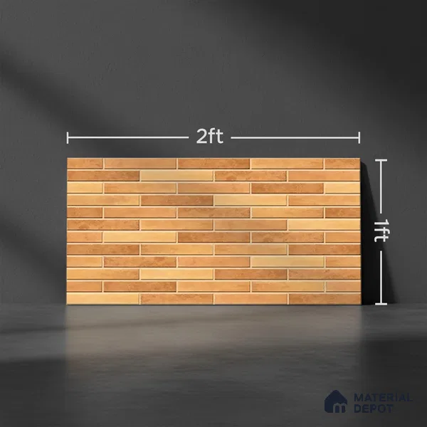Stacked Stone Wall Tile TL 06562 F Bangkok Orange 2 ft x 1 ft Ceramic Glossy Finish - 8 mm | Suitable for Living Room, Kitchen & Bathroom