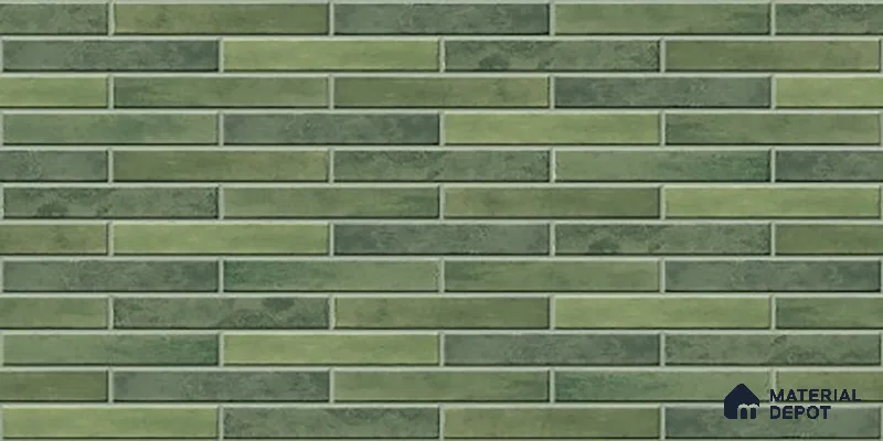 Stacked Stone Wall Tile TL 06562 G Bangkok Bottle Green 2 ft x 1 ft Ceramic Glossy Finish - 8 mm | Suitable for Living Room, Kitchen & Bathroom