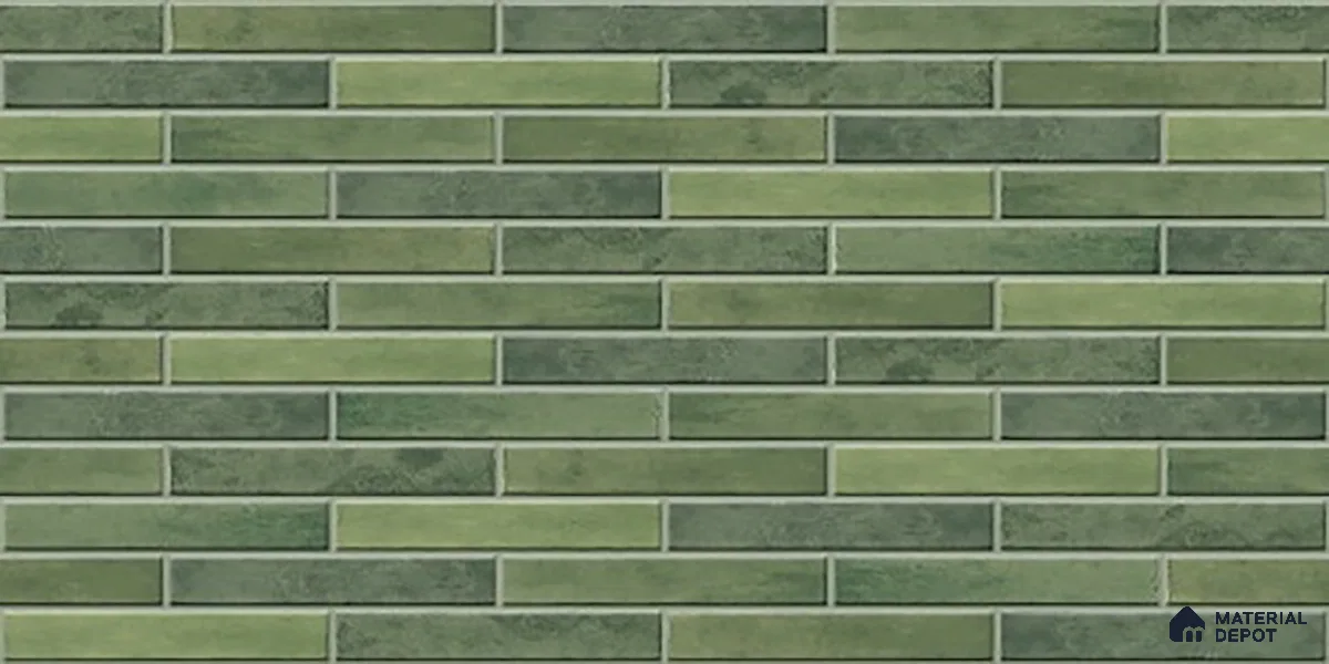 Stacked Stone Wall Tile TL 06562 G Bangkok Bottle Green 2 ft x 1 ft Ceramic Glossy Finish - 8 mm | Suitable for Living Room, Kitchen & Bathroom