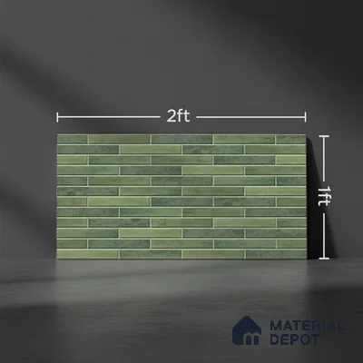 Stacked Stone Wall Tile TL 06562 G Bangkok Bottle Green 2 ft x 1 ft Ceramic Glossy Finish - 8 mm | Suitable for Living Room, Kitchen & Bathroom