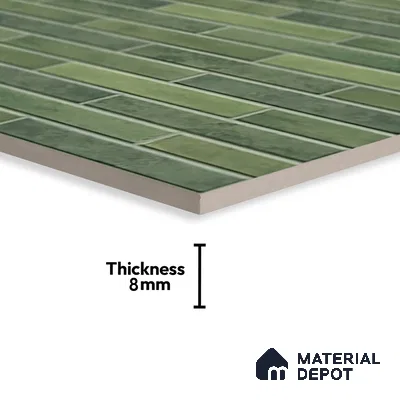 Stacked Stone Wall Tile TL 06562 G Bangkok Bottle Green 2 ft x 1 ft Ceramic Glossy Finish - 8 mm | Suitable for Living Room, Kitchen & Bathroom