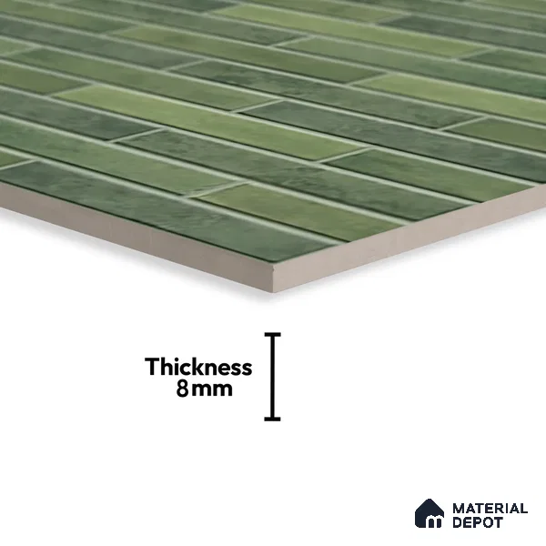 Stacked Stone Wall Tile TL 06562 G Bangkok Bottle Green 2 ft x 1 ft Ceramic Glossy Finish - 8 mm | Suitable for Living Room, Kitchen & Bathroom